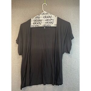 Made by Johnny Women Shirt Size L Black Stretch Preppy Cardigan Open Lightweight